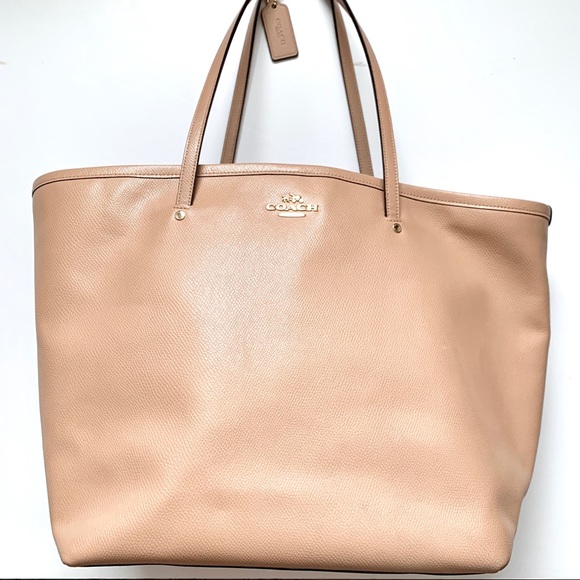 Coach Tan Large Crossgrain Street Tote - Picture 3 of 7